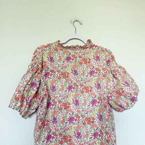 Fate Floral Print Button Front Shirt Dress Puff Sleeve Retro Boho Size Large - Picture 8 of 10